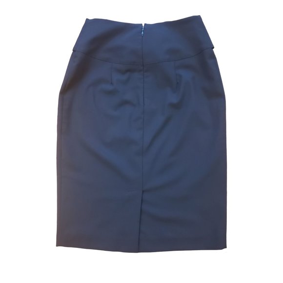 Le Chateau Black Stretch Pencil Skirt  Midi Length Belted Accent- Size 3/4 - Picture 2 of 11